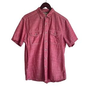 Woolrich Mens Button Down Shirt M Red Chambray Workwear Outdoor Utility Core